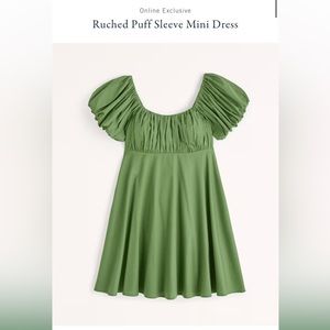 NWT Abercrombie Ruched Puff Sleeve Mini Dress